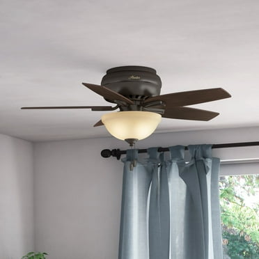 Hunter - Newsome Indoor Low Profile Ceiling Fan With Light, 42-inch, Premier Bronze, Traditional-style, 3-speed WhisperWind Motor, 51081, for living rooms, bedrooms, home offices, kitchens