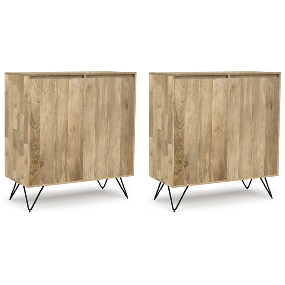Simpli Home Hunter Solid Mango 39 inch Storage Cabinet in Natural Color (Set of 2)