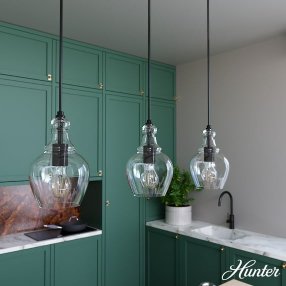 Hunter - Maple Park 3-light Noble Bronze, Large Cluster Light, Dimmable, Casual Style, Linear Shaped, for Bedrooms, Dining, Living Rooms - 19900