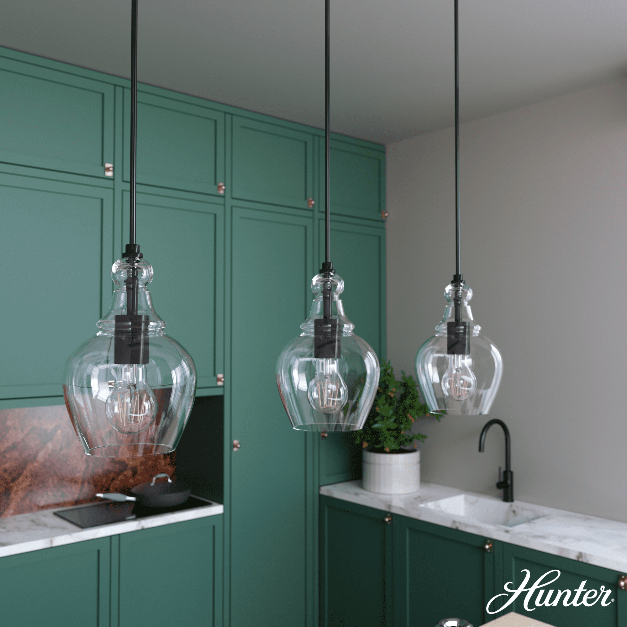Maple Park 30" Noble Bronze Glass Linear Pendant Light