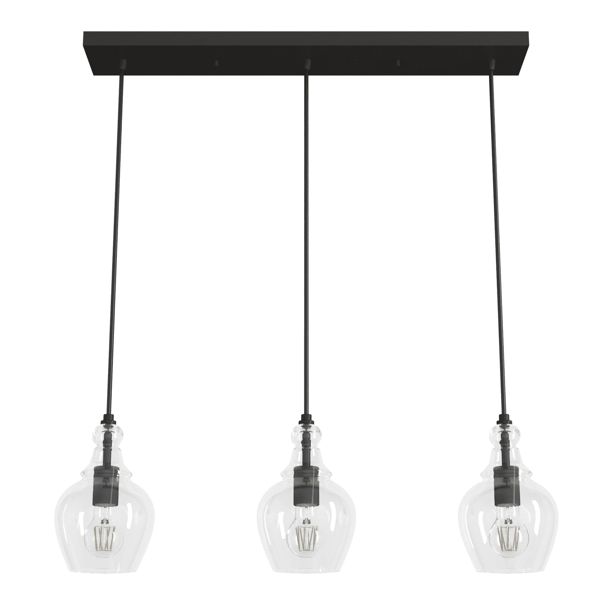 Maple Park 30" Noble Bronze Glass Linear Pendant Light