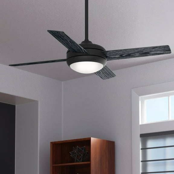 Hunter - Marconi Indoor Ceiling Fan With Light, Wall Control, 52-inch, Matte Black, Transitional-style, 3-speed WhisperWind Motor, 50849, for Living Rooms, Bedrooms