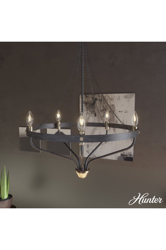 - Merlin 5-light Rustic Iron, Medium Size Chandelier, Dimmable, Industrial Style, Empire Shaped, for Bedrooms, Dining, Living Rooms - 19793