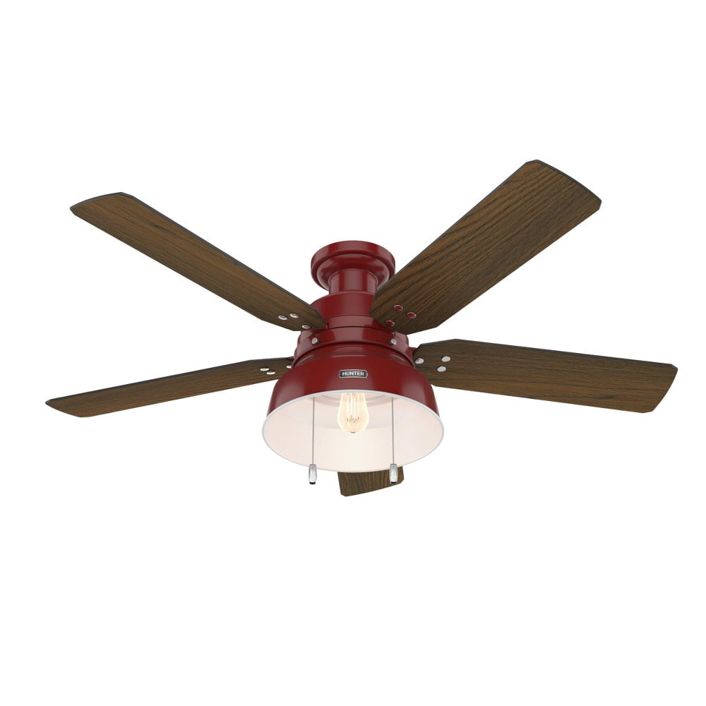 Barn Red 52" Low Profile Ceiling Fan with LED Light