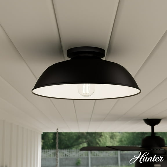 Hunter - Mill Valley 1-light Matte Black,  , Dimmable, Transitional Style, Bell Shaped, for Bedrooms, Bathrooms - 46003