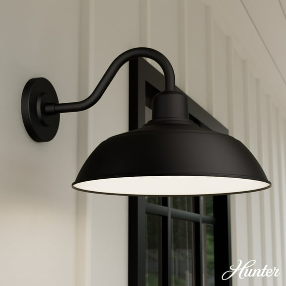 Hunter - Mill Valley 1-light Matte Black,  , Dimmable, Transitional Style, Dome Shaped, for Bedrooms, Dining, Living Rooms - 46001
