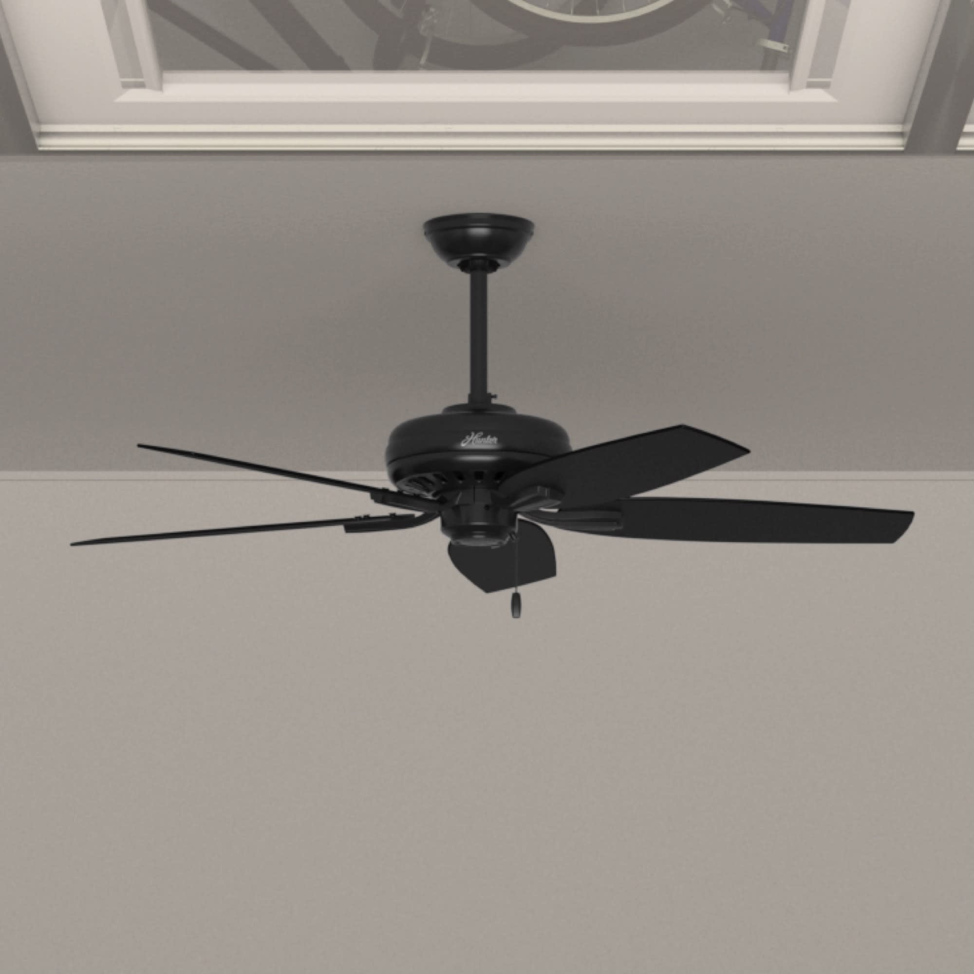 Newsome Matte Black 52" Indoor/Outdoor Ceiling Fan with Pull Chain