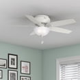 thumbnail image 1 of Hunter 52 inch Indoor Ceiling Fan with LED Light - White Ceiling Fan with Pull Chain, For Bedroom or Living Room, Low Profile Mount, No Remote, 5 Blades, Includes Bulbs - Newsome 53313, Fresh White, 1 of 16