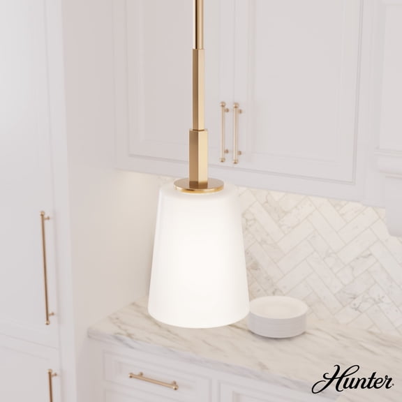 Hunter - Nolita 1-light Alturas Gold, Mini Pendant Light, Dimmable, Modern Style, Cone Shaped, for Bedrooms, Dining, Living Rooms - 19888