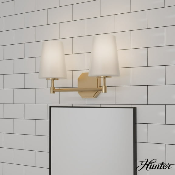 Hunter - Nolita 2-light Alturas Gold, Medium Size Vanity Light, Dimmable, Modern Style, for Bedrooms, Dining, Living Rooms - 19880