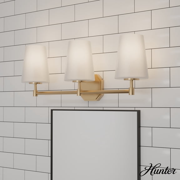 Hunter - Nolita 3-light Alturas Gold, Medium Size Vanity Light, Dimmable, Modern Style, for Bedrooms, Dining, Living Rooms - 19882