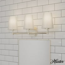 Hunter - Nolita 3-light Brushed Nickel, Medium Size Vanity Light, Dimmable, Modern Style, for Bedrooms, Dining, Living Rooms - 19881