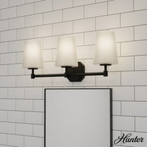 Hunter - Nolita 3-light Matte Black, Medium Size Vanity Light, Dimmable, Modern Style, for Bedrooms, Dining, Living Rooms - 48055