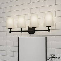 Hunter - Nolita 4-light Matte Black, Medium Size Vanity Light, Dimmable, Modern Style, for Bedrooms, Dining, Living Rooms - 48056