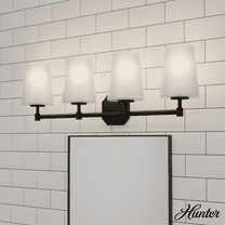 Hunter - Nolita 4-light Matte Black, Medium Size Vanity Light, Dimmable, Modern Style, for Bedrooms, Kitchens, Dining, Living Rooms - 48056