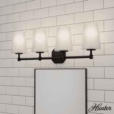 Hunter - Nolita 4-light Matte Black, Medium Size Vanity Light, Dimmable, Modern Style, for Bedrooms, Kitchens, Dining, Living Rooms - 48056
