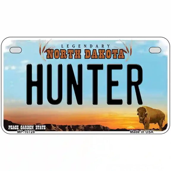 Hunter North Dakota Metal Novelty License Plate 7" x 4" Motorcycle (MP)