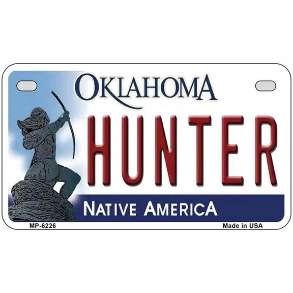 Hunter Oklahoma Novelty Metal License Plate 7" x 4" Motorcycle (MP)
