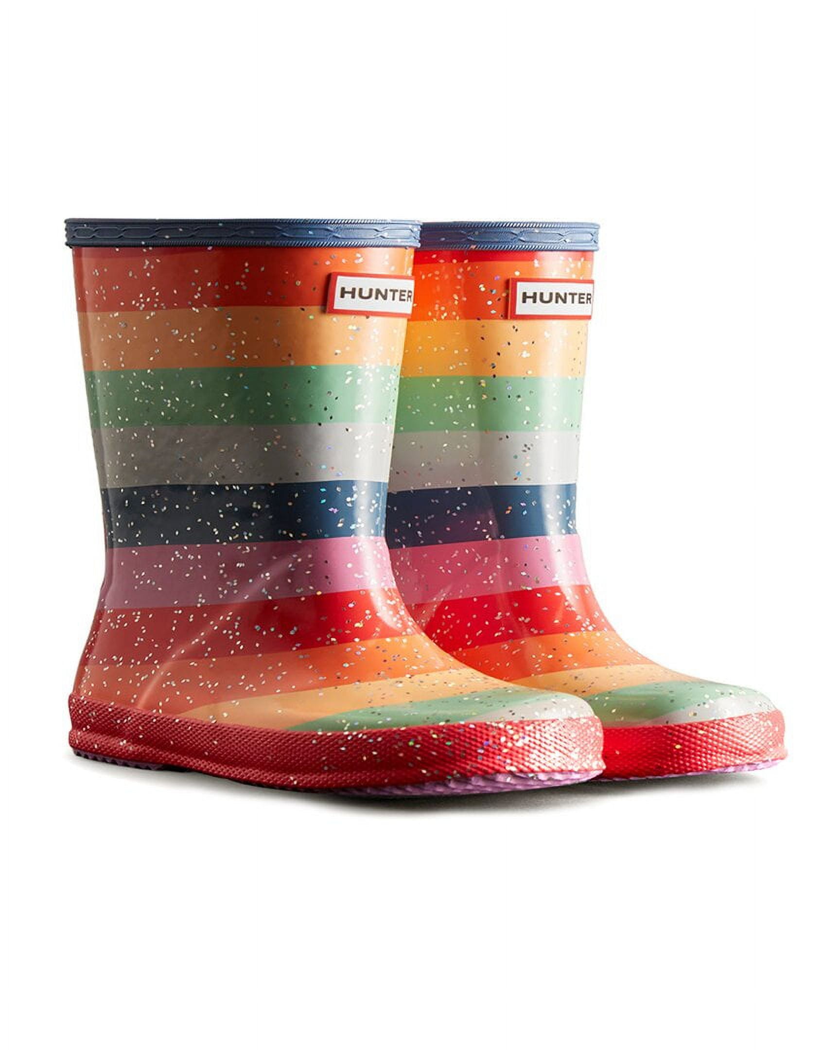 Hunter Classic Rainbow-Print Rubber Wellington Boots