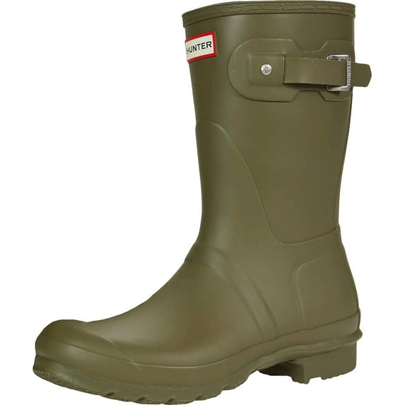 Hunter Original Short Rain Boots for Women - Vulcanized Natural Rubber Construction, Nylon Lining, and Stylish FootwearOlive Green 9 M