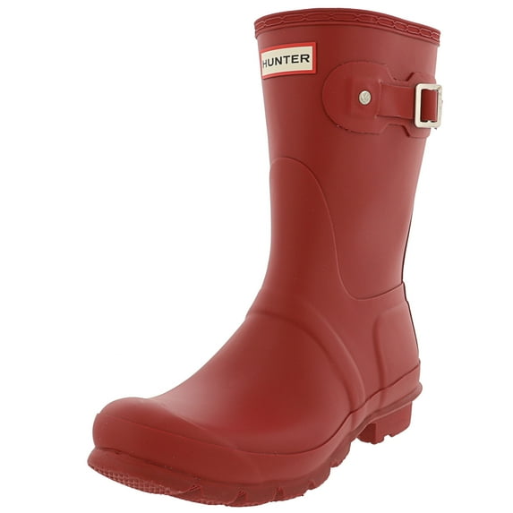 Hunter Original Short Rubber Rain Boot, Natural Rubber, Sherpa Lining, Non Slip Tread - 8M - Military Red