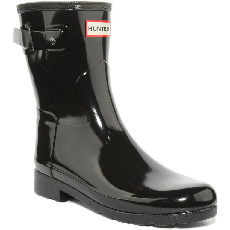 Hunter Original Women s Refined Slim Fit Short Gloss Wellington Boot In Black Size 7 Walmart