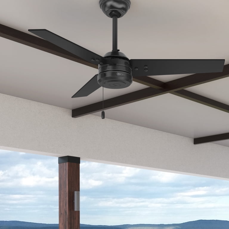Hunter 42 Inch Low Profile Ceiling Fan No Light - Matte Black, 5 Blades, Pull Chain