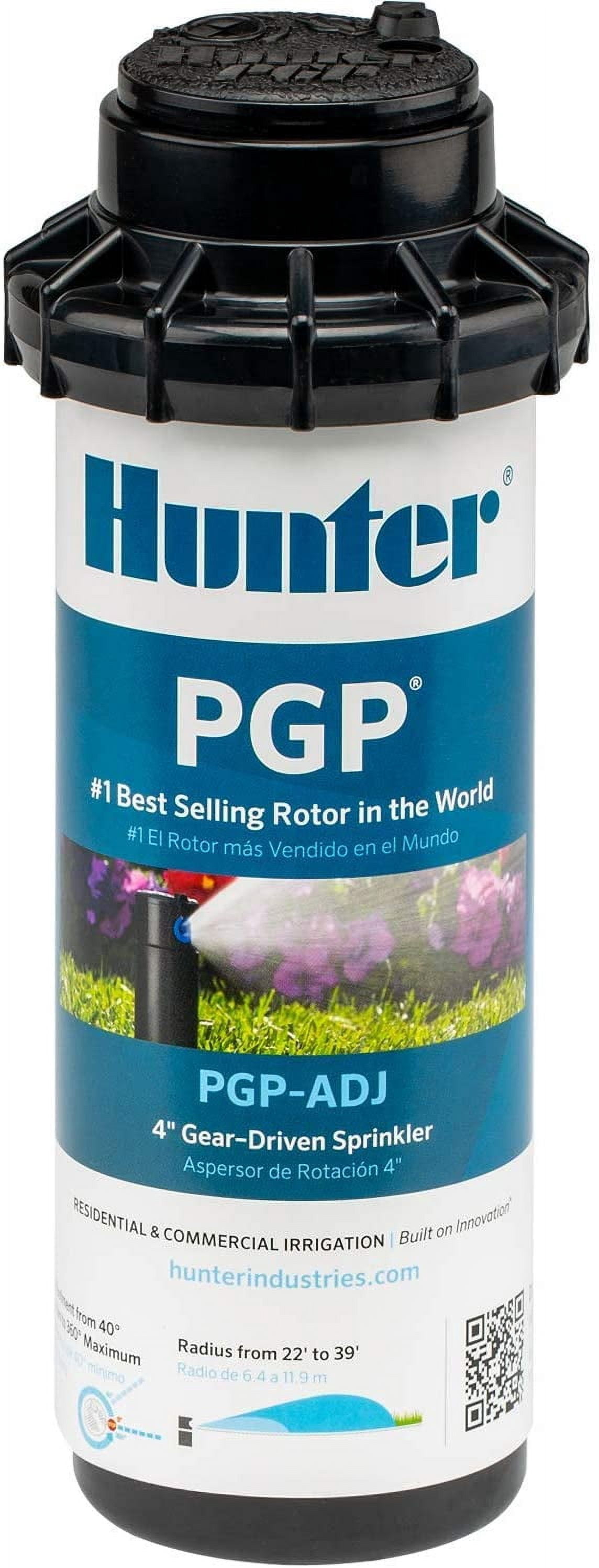 Hunter PGP-ADJ 3/4" Rotor Sprinkler, Precision Automatic Lawn Sprinkler Head With Adjustable Arc & Watering Distance to Prevent Overwatering
