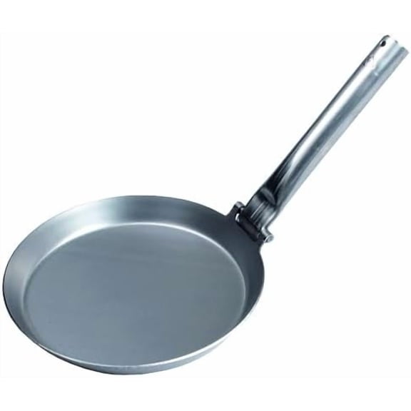 Hunter Pan with Metal Folding Handle for Outdoor Cooking and Roasting Over Open Fire or Grill Iron Pan Cast Iron Carbon Steel and Space-Saving