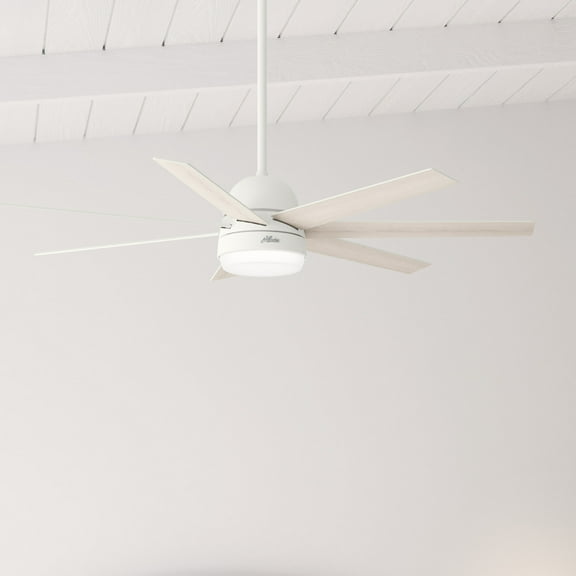 Hunter - Phenomenon Indoor Ceiling Fan With Light, Wall Control, 60-inch, Matte White, Casual-style, 6-speed, Energy Star, WiFi Smarthome, 51375, for Living Rooms, Bedrooms