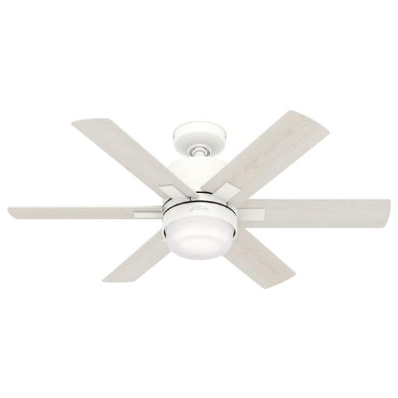 Hunter 44" Radeon Lighted Ceiling Fan Matte White Bleached Alder Finish - Smart Home Compatible, Whisper-Quiet Motor, 6 Blades