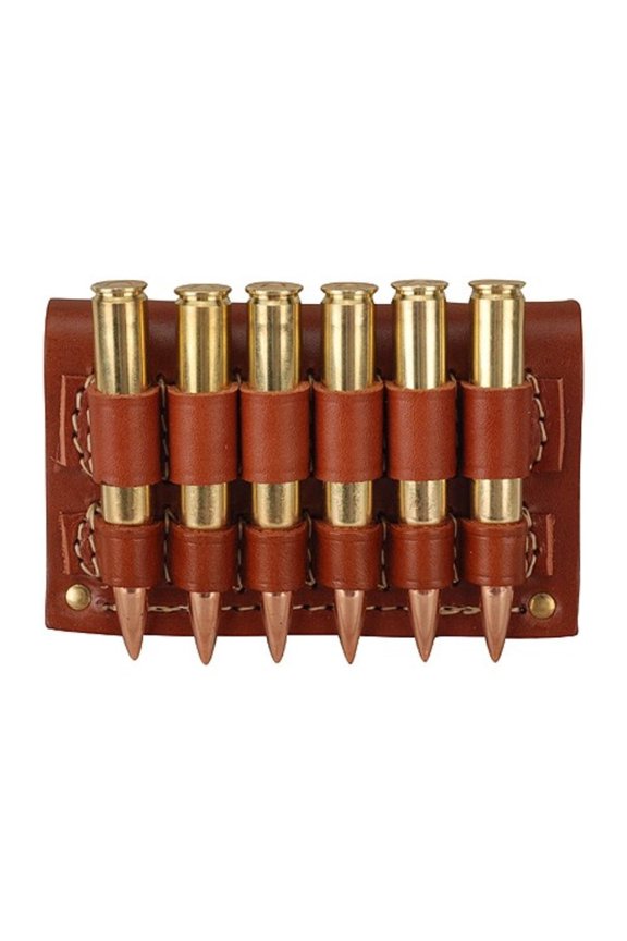 Rifle Cartridge Belt Slide Rifle Ammo Carrier 30-06 Springfield Base 6-Round Leather Brown
