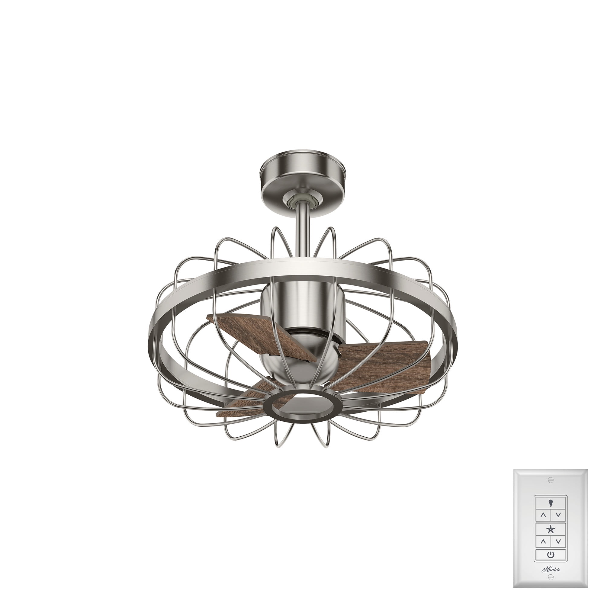 Roswell Industrial 16" Brushed Nickel Ceiling Fan with Reversible Blades