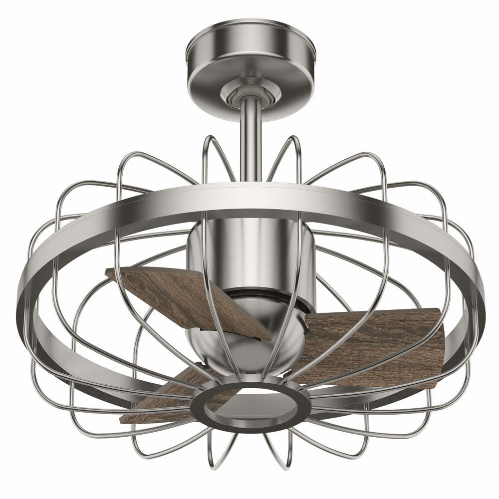 Roswell Industrial 16" Brushed Nickel Ceiling Fan with Reversible Blades