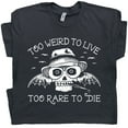 thumbnail image 1 of Hunter S Thompson T Shirt Too Weird To Live Too Rare To Die Cool Vintage Book Shirt Men Women Skull Bats Graphic Tee, 1 of 4