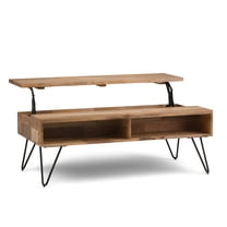 Simpli Home Hunter SOLID MANGO WOOD and Metal 48 inch Wide Rectangle Industrial Lift Top Coffee Table in Natural