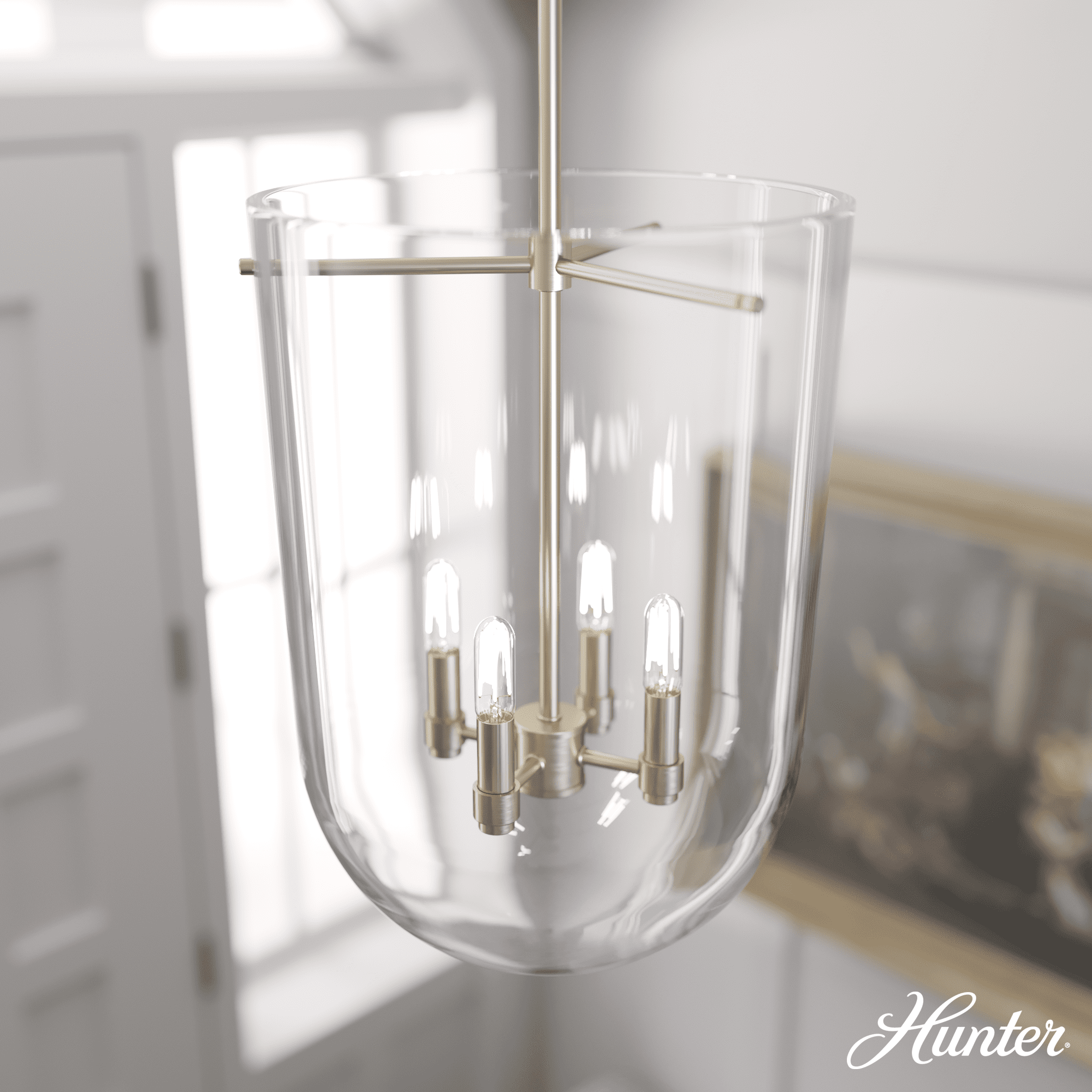 Alturas Gold Bell-Shaped Clear Glass Nickel Pendant Light