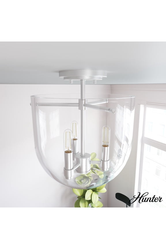 - Sacha 3-light Brushed Nickel, Medium Size Flush Mount Light, Dimmable, Modern Style, Urn Shaped, for Bedrooms, Dining, Living Rooms - 19321