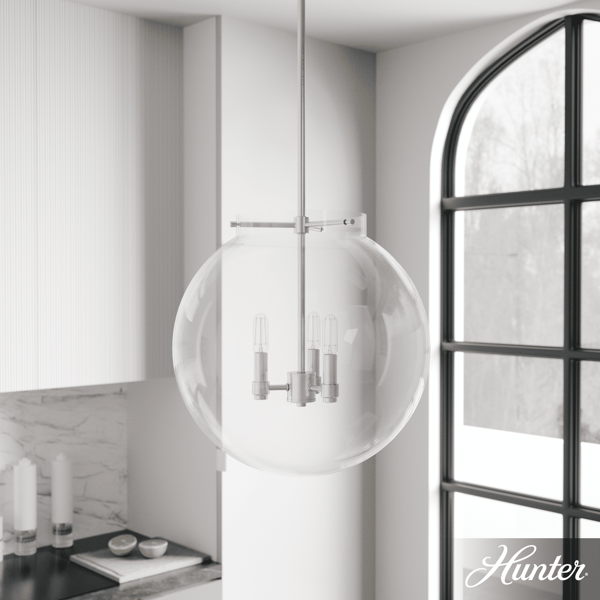 Sacha Brushed Nickel 16'' Modern Globe Pendant Light