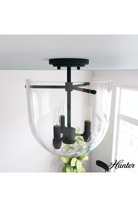 - Sacha 3-light Natural Black Iron, Medium Size Flush Mount Light, Dimmable, Modern Style, Urn Shaped, for Bedrooms, Dining, Living Rooms - 19322