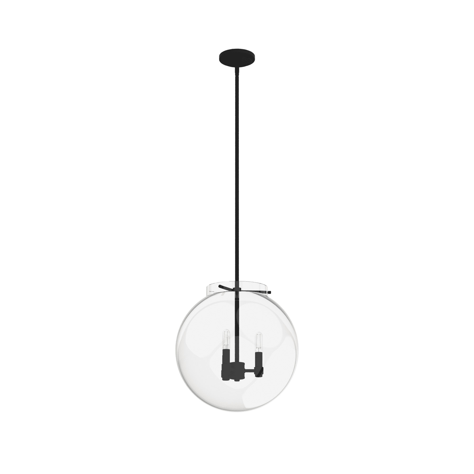 Sacha 3-Light Black Iron Globe Pendant with Clear Glass