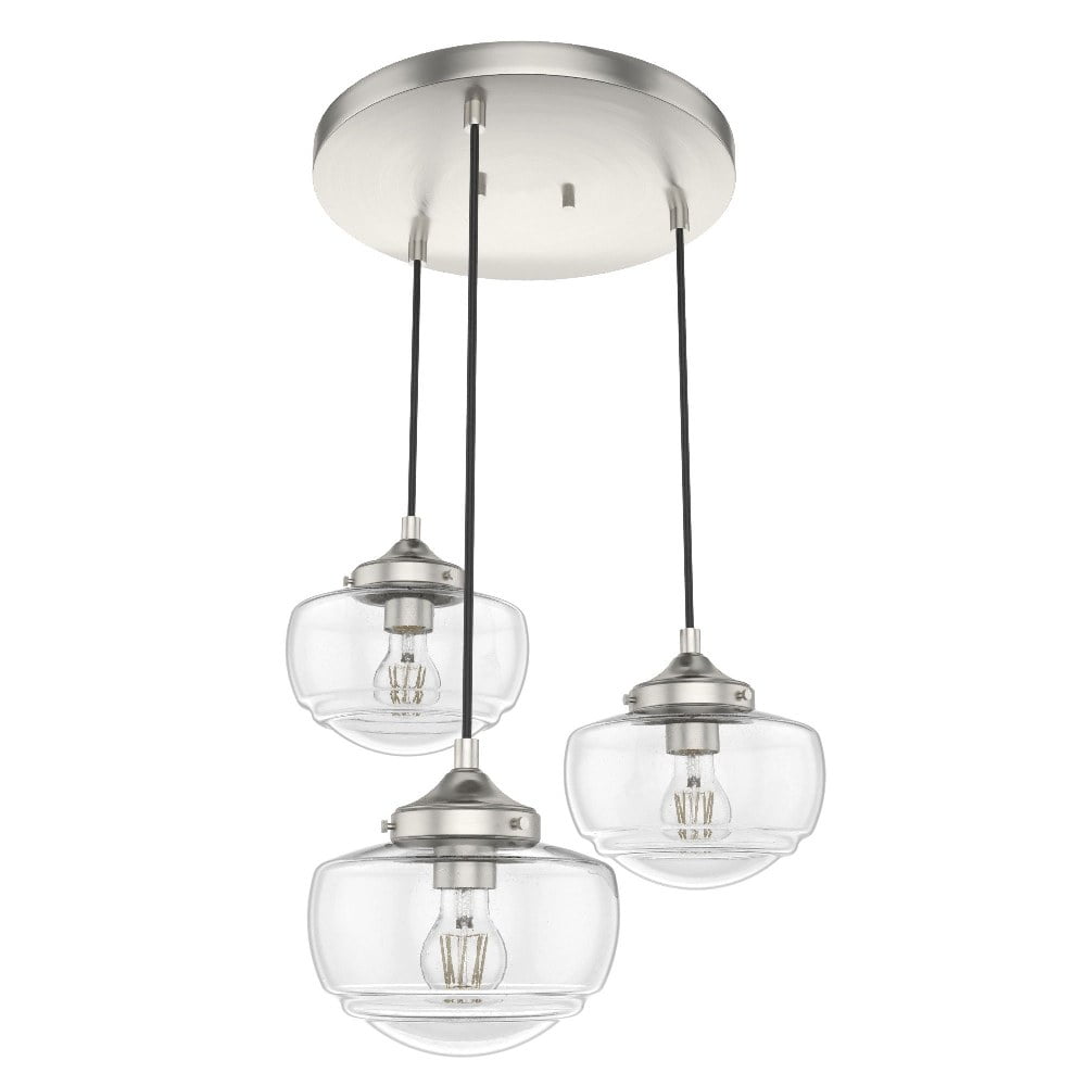 Saddle Creek 17" Brushed Nickel and Glass 3-Light Pendant