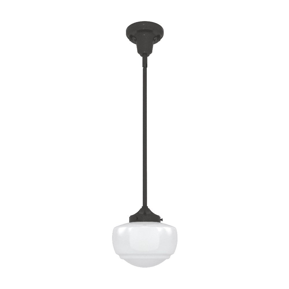 Saddle Creek Noble Bronze Mini Pendant with White Glass Shade