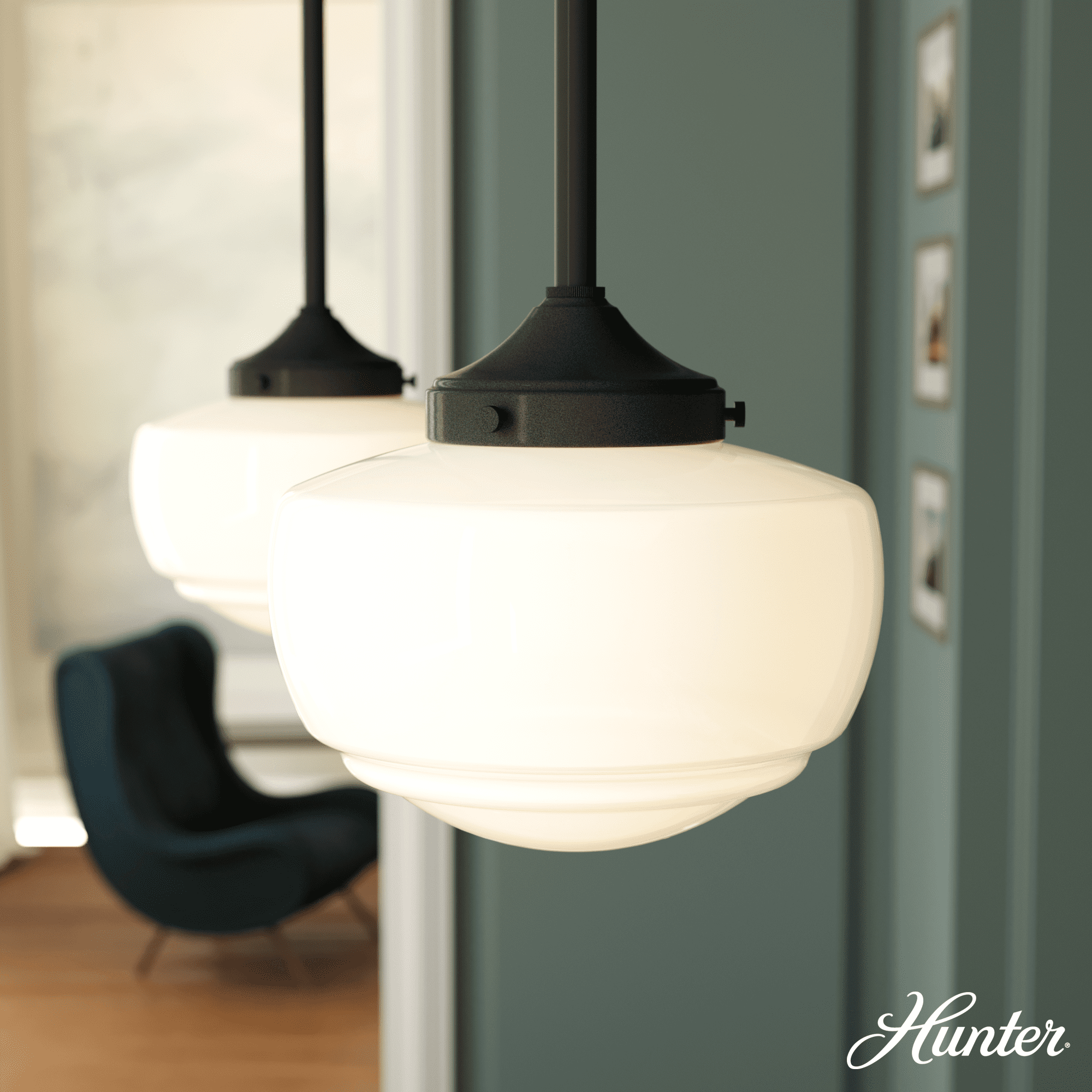 Saddle Creek Noble Bronze Mini Pendant with White Glass Shade