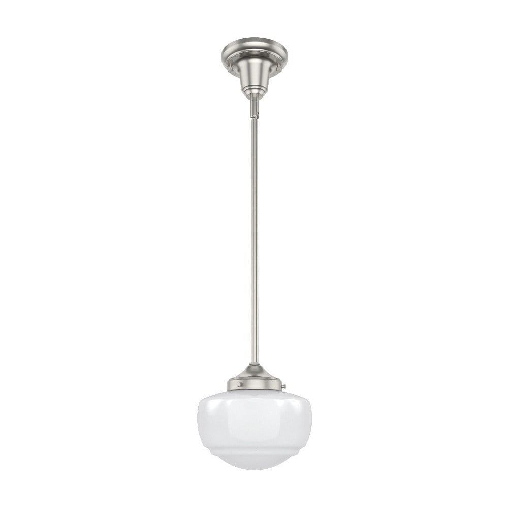 Brushed Nickel 7.5" Mini Pendant with White Glass Shade