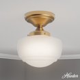 thumbnail image 1 of Hunter - Saddle Creek 1-light Alturas Gold, Small Flush Mount Light, Dimmable, Schoolhouse Style, Schoolhouse Shaped, for Bedrooms, Dining, Living Rooms - 48065, 1 of 5