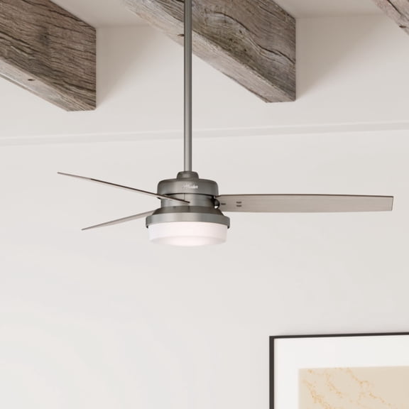 Hunter 52 inch Indoor Ceiling Fan with LED Light and Remote Control - Standard Mount Ceiling Fan, 3 Blades, For Bedroom, Living Room, or Kitchen - Sentinel 59211, Brushed Slate