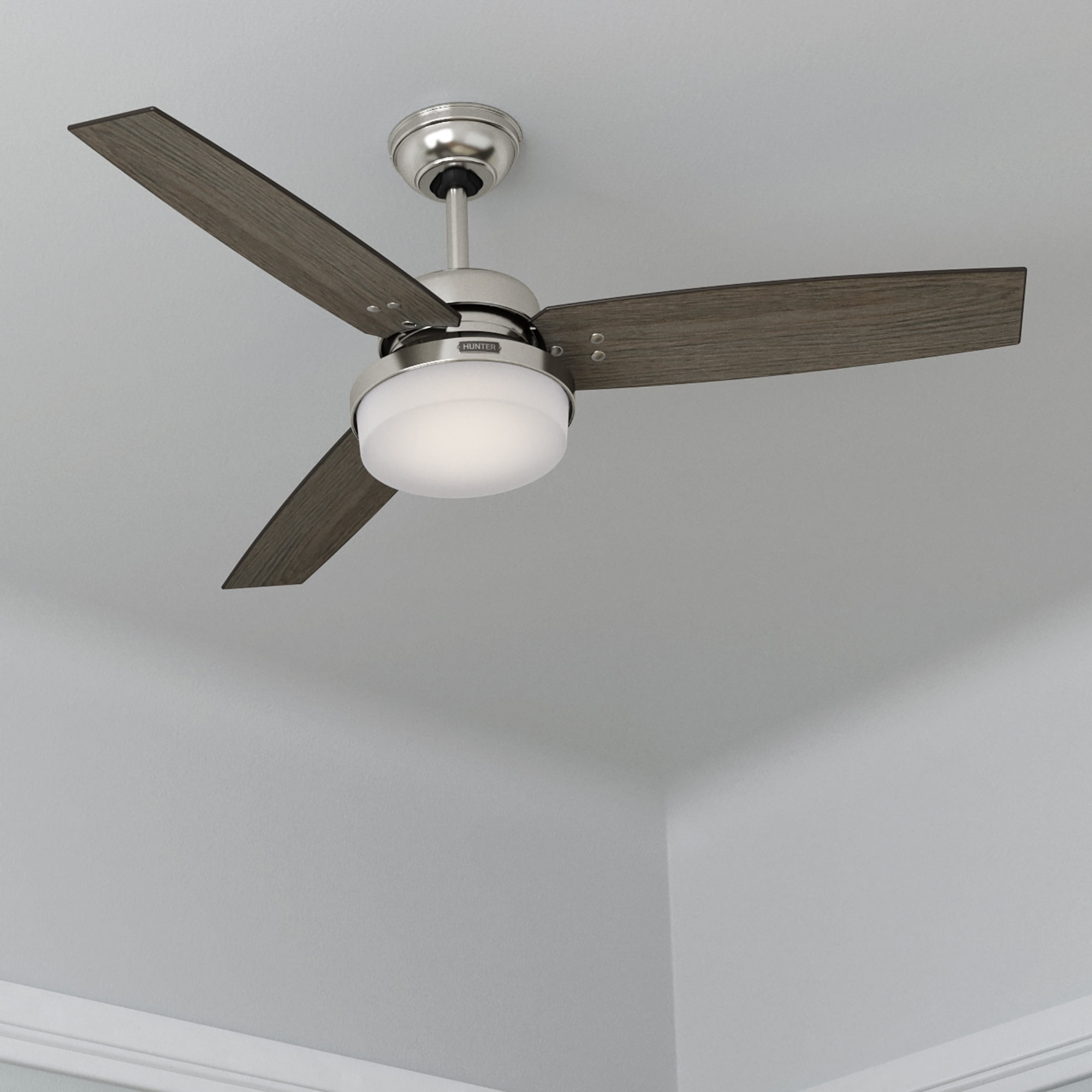 52" Brushed Nickel Ceiling Fan with LED Light and Remote