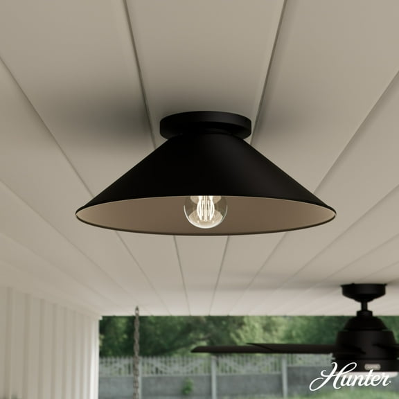 Hunter - Skyflow 1-light Matte Black,  , Dimmable, Modern Style, Cone Shaped, for Bedrooms, Bathrooms - 46022