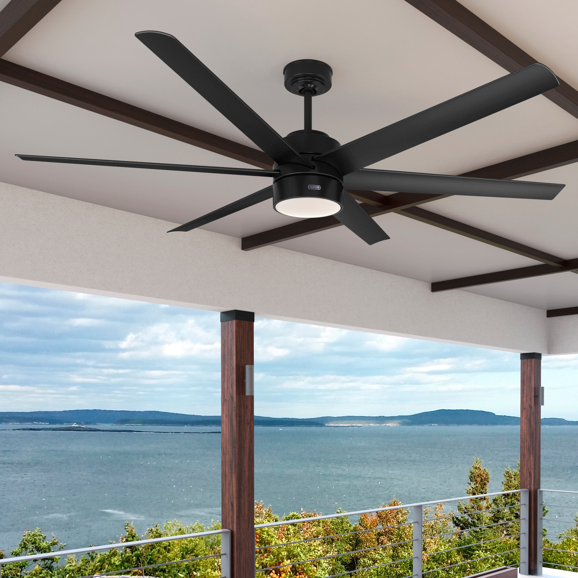 Solaria 72" Matte Black Outdoor Ceiling Fan with LED Light
